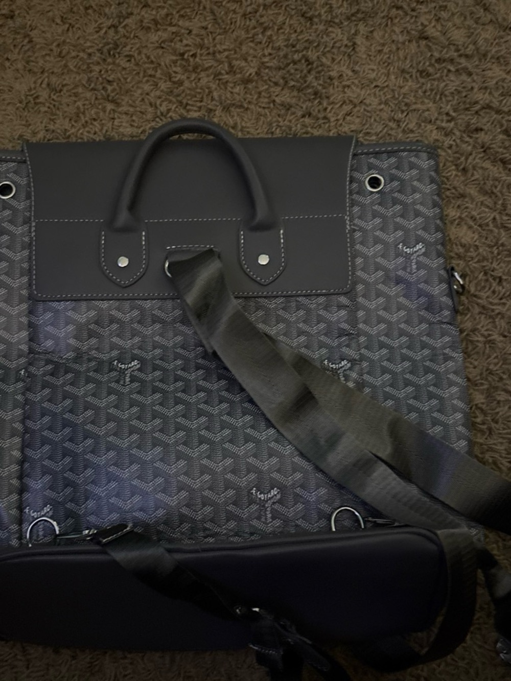 Goyard Black Patterned Backpack with Flap - Picture 2 of 3